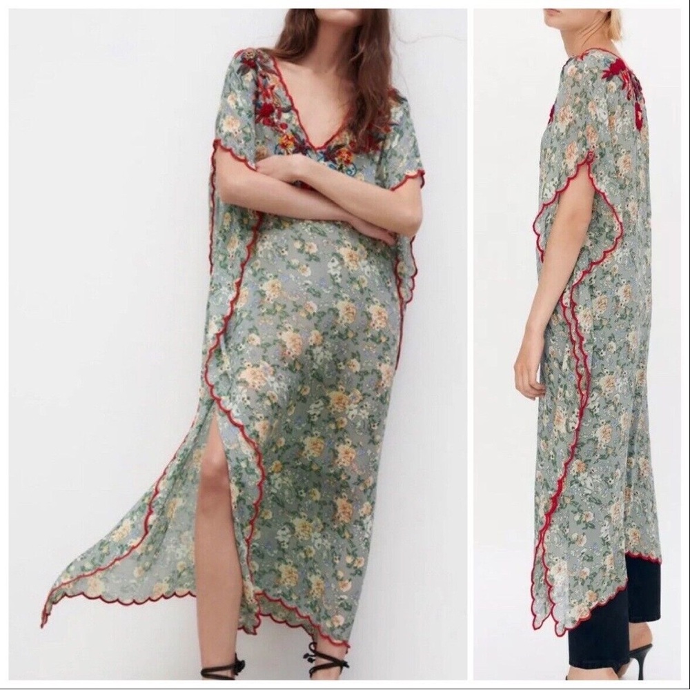 Zara floral embroidered kaftan